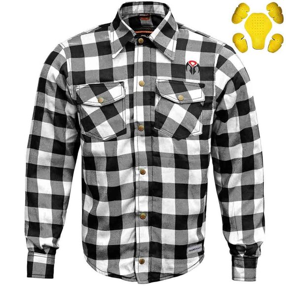 RIDERACT® Motorbike Riding Shirt Mens Flannel Casual Shirt With Aramid Fiber NEW